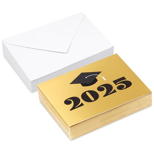 Hallmark Graduation Thank You Cards 2025 - Black & Gold (40 Count)