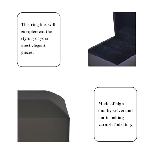 LED Lighted Engagement Ring Box - Matte Black Jewelry Case