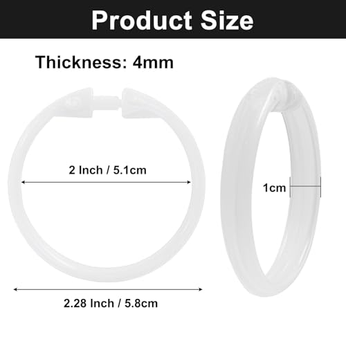 Hitefu 12 Pack Clear Plastic Shower Curtain Rings - O-Shaped Hooks
