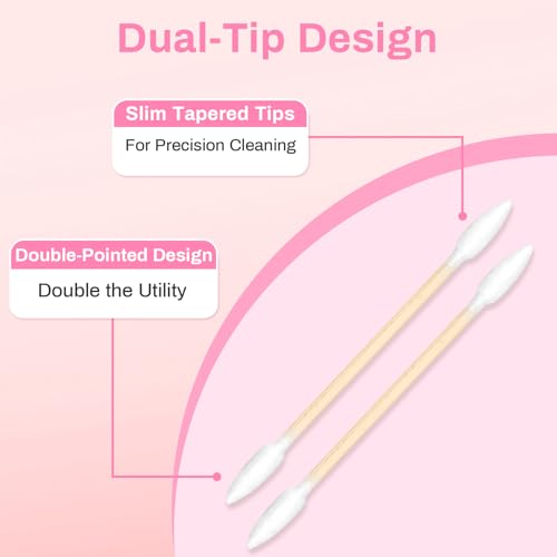 RAQEHO Pointed Cotton Swabs 300PCS - Double-Ended Precision Cotton Buds