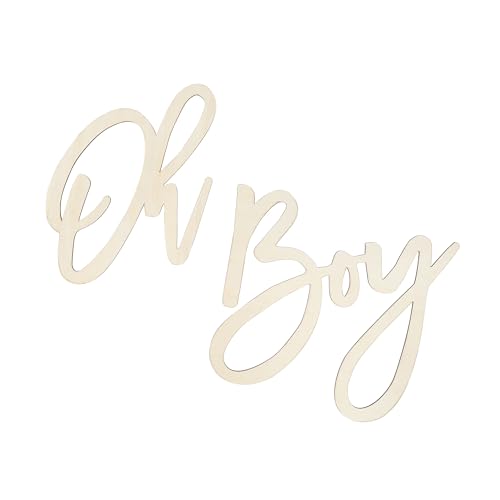 JTRF Oh Boy Wooden Sign for Baby Shower & First Birthday Decor - Natural Wood, Laser-Cut, DIY Paintable Wall Sign