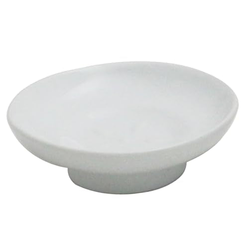 Round Ceramic Soap Dish - Bathroom Replacement Holder for Soap & Sponge