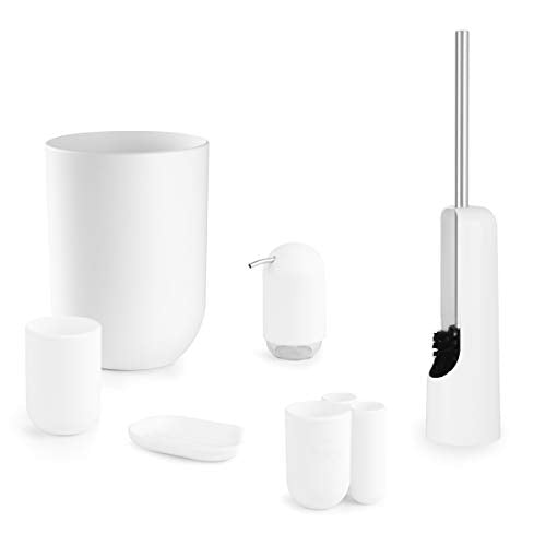 Umbra Touch Toothbrush Holder - 3-Compartment White Bathroom Organizer, 3.5 x 3 x 4 inches