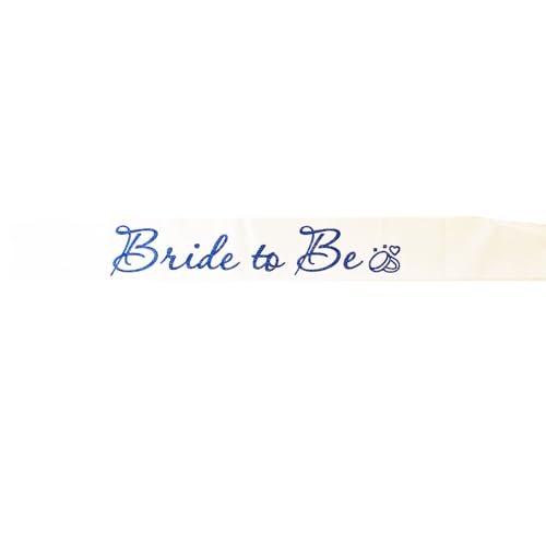 Bride to Be Satin Sash with Blue Glitter Letters for Bachelorette