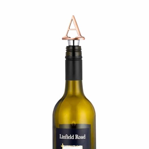 SANDAO Initial Letter Wine Stopper - Bronze Monogram Silicone Bottle Saver