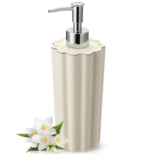Gandeer 18oz Ceramic Soap Dispenser Refillable Bathroom & Kitchen Pump Bottle - Elegant White