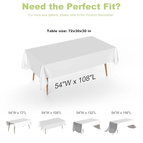 URMONA Waterproof Disposable Plastic Tablecloths - 2 Pack, 54" x 108"