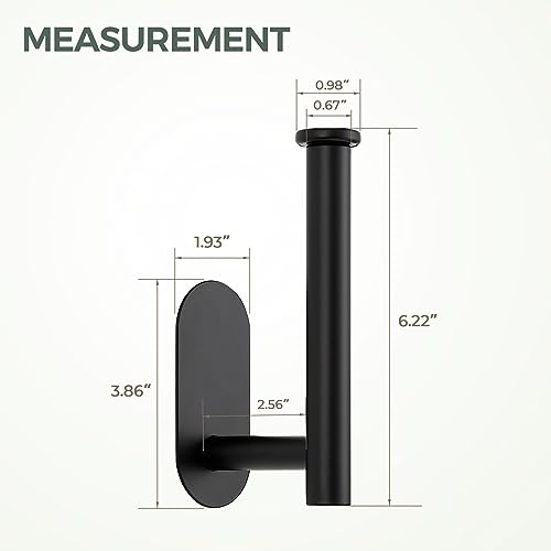 Matte Black Adhesive Toilet Paper Holder - SUS304 Stainless Steel, No Drilling