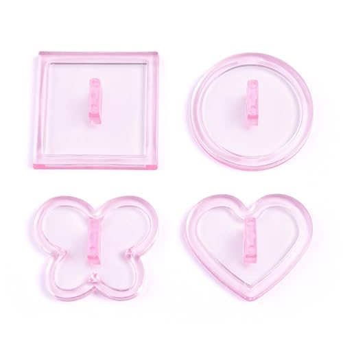 Siyuwuro 4pcs Nail Practice Stand Set - Pink Fake Nail Holder for Nail Art Design