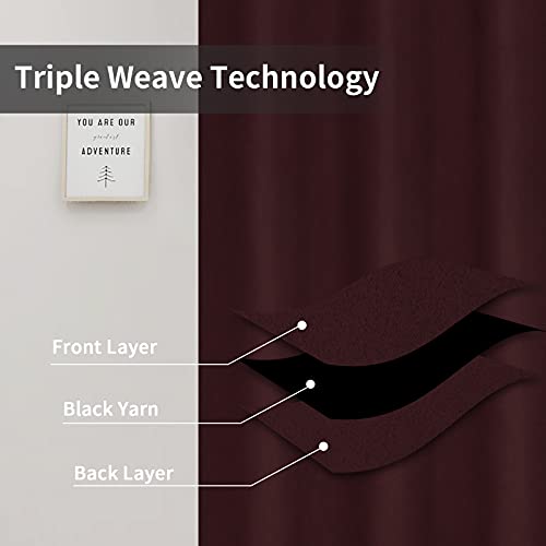 Easy-Going Blackout Curtains - 2 Panels, 42x63 in, Wine, Noise Reduction