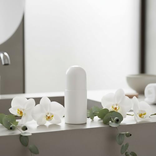 Qemixly Refillable Roll-On Bottles 1.7oz White Plastic Roller Bottles 2Pcs