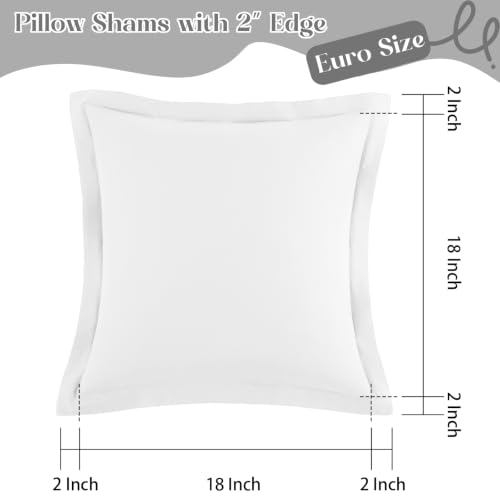 Homiest White Euro Sham Covers, 18x18 Inch Soft Microfiber Set of 2
