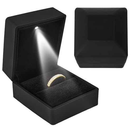 Luxury LED Ring Box for Proposal & Engagement - Black Velvet