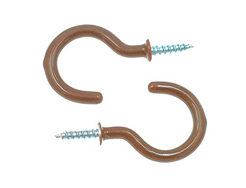 Kinteshun 1-1/4 Inch Vinyl Coated Ceiling Hooks 50pcs Brown Heavy Duty Screw-In Hangers