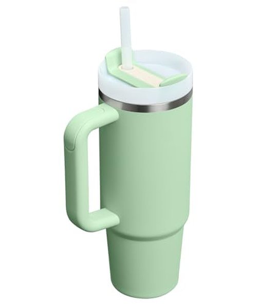 STANLEY Quencher H2.0 Tumbler with Handle and Straw 30 Fluid Ounces | Flowstate 3-Position Lid | Cup Holder Compatible for Travel | Insulated Stainless Steel Cup | BPA-Free | Pistachio