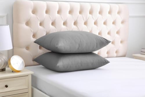 Dark Grey Egyptian Cotton Pillowcases Set of 2 with Zipper – 20x26 Inch