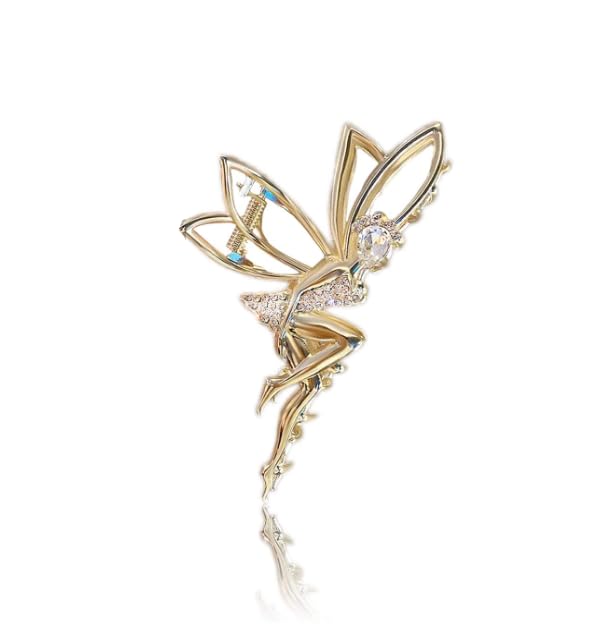 Gold Elf Hair Claw Clip Metal Rhinestone Fairy Hair Barrettes