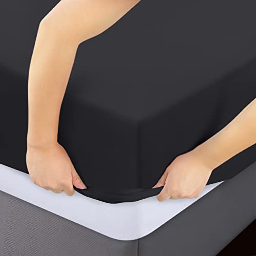 King Fitted Sheet Set, Pack of 2, 15 Inch Deep Pocket - Black
