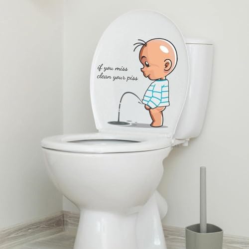 Funny Bathroom Toilet Sticker Waterproof Removable Decal Lid Decor