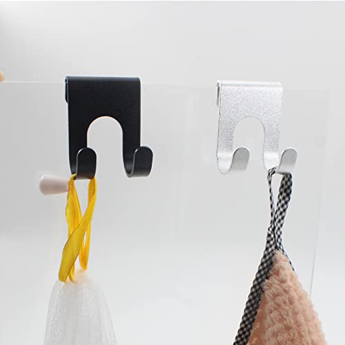 ULIFESTAR Silver Double Hooks for Glass Shower Door - Heavy Duty Towel Hooks