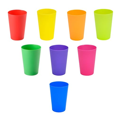 Set of 8 Mini Reusable Plastic Cups - Colorful Stackable Tumblers for Parties & Outdoor Use