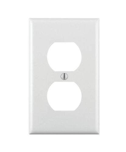 Leviton 1-Gang Duplex Wall Plate - White, Pack of 1, Durable Thermoplastic Nylon