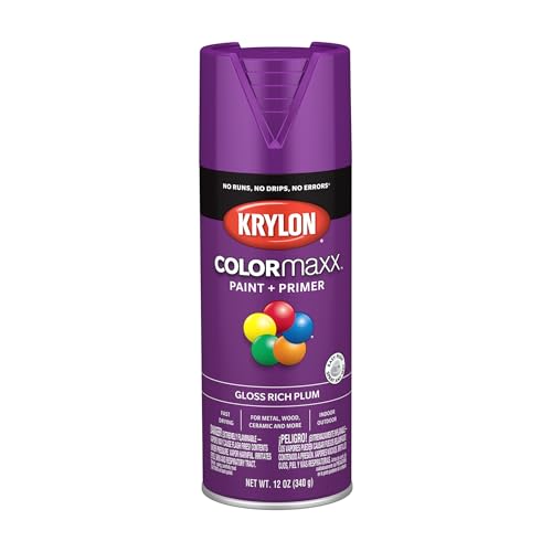 Krylon COLORmaxx Gloss Spray Paint & Primer - Rich Plum, 12 oz