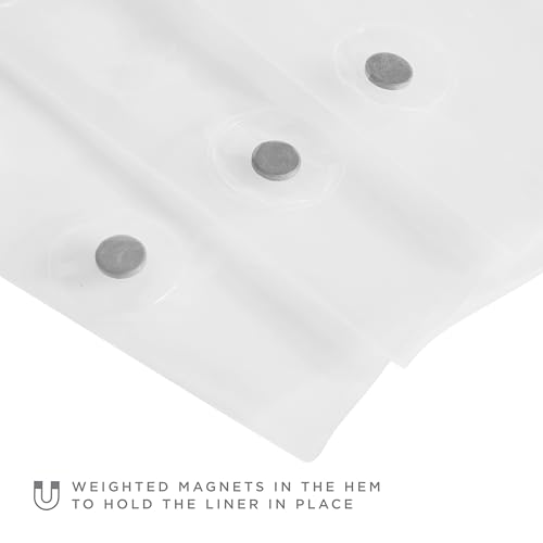 Bath Bliss Heavy Duty Shower Curtain Liner - White with 3 Magnets
