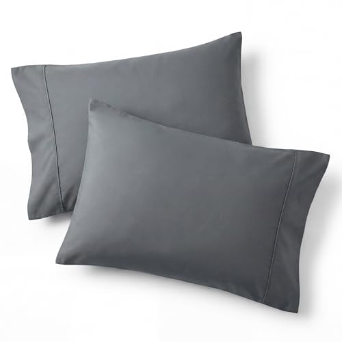 Bedsure Standard Pillow Cases Set of 2 - Dark Grey, 20x26 Inches