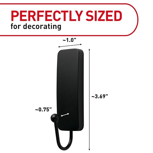 Command Medium Black Hooks - Damage-Free Heavy Duty Adhesive Hangers (2 Hooks, 4 Strips)