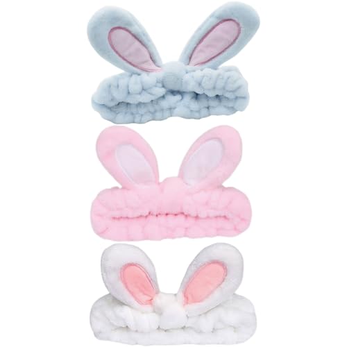 Bunny Ear Spa Headband 3-Pack Soft Fleece Makeup & Skincare Hair Bands