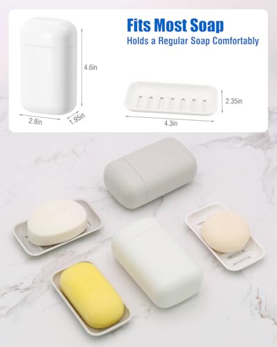 White Minimalist Travel Soap Case with Draining Tray - Leak-Proof