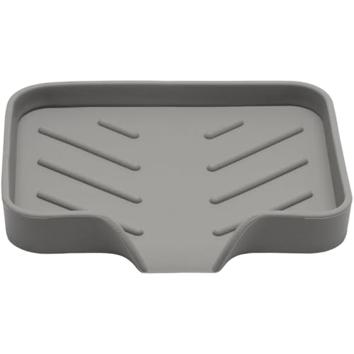 BokWin Self Draining Silica Gel Soap Dish, Grey 4.8x3.5 Inch