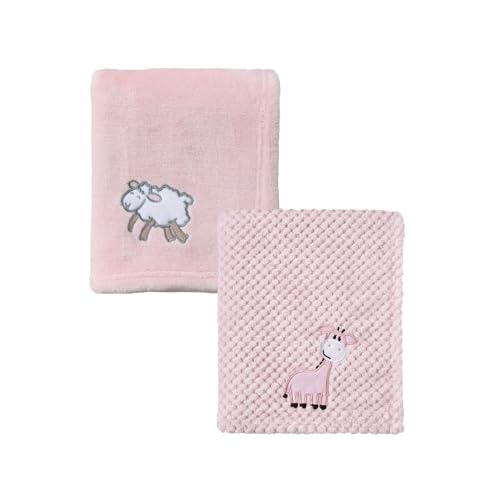 CREVENT 2-Piece Baby Blankets Set - Giraffe & Sheep, 30''x40''