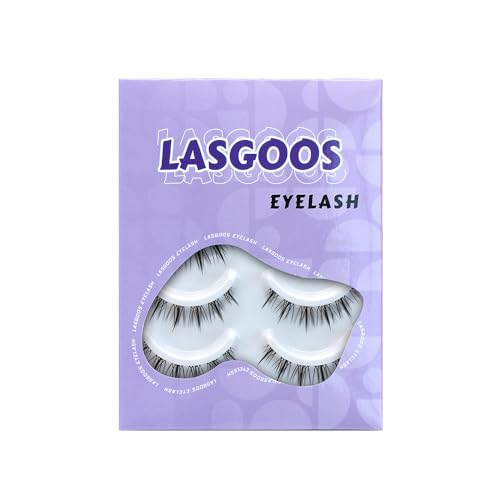 LASGOOS Natural Look False Eyelashes Clear Band 5 Pairs