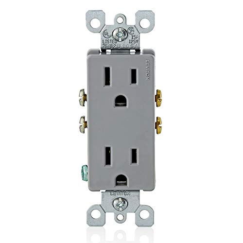 Leviton 15 Amp Decora Duplex Receptacle - Gray, Residential Grade