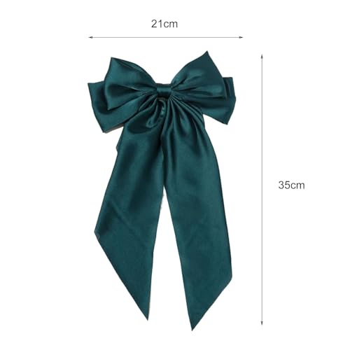 Jumbo Satin Bow Hair Clip with Long Tails Yellow Barrette