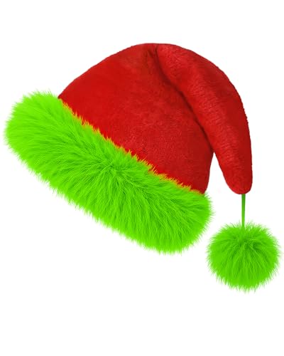 Christmas Santa Hat for Adults - Green Monster Halloween Cosplay Hat