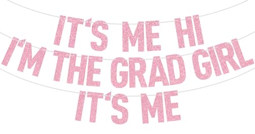 Pink Glitter Graduation Banner - Class of 2026 Decor