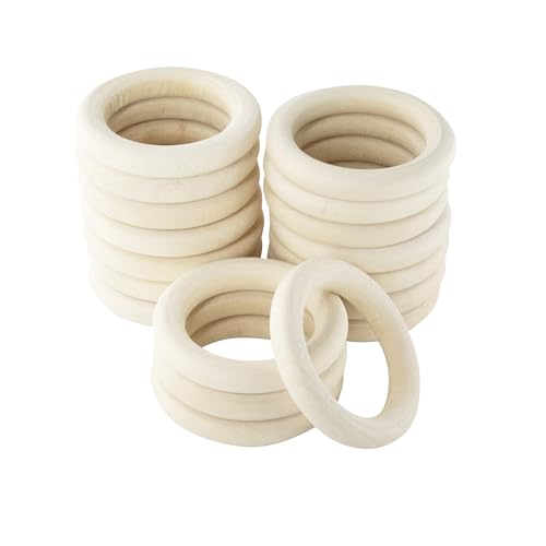 18 Pcs Natural Unfinished Wood Rings - 2 Inch for DIY Crafts