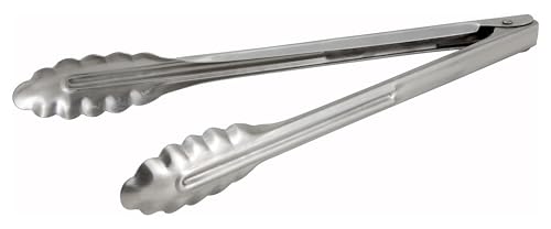 Winco 12-Inch Stainless Steel Utility Tongs - Heavyweight Serving Tongs