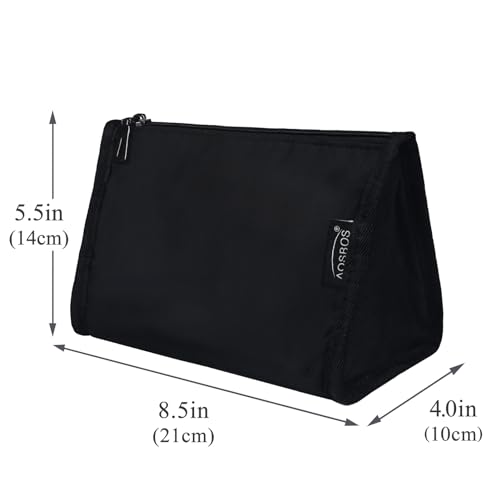 Aosbos Black Travel Makeup Bag Waterproof Cosmetic Organizer Pouch