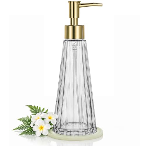 Clear Glass Soap Dispenser with Gold Pump - 11 fl oz