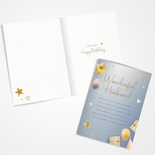 Husband Birthday Card with Heartfelt Verse - Premium A5 Gold Script Design