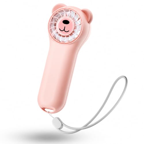 Gentsvip Pink Portable Handheld Mini Fan - Rechargeable, 4 Speeds, Compact for Travel & Makeup
