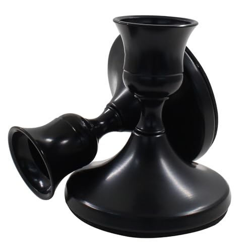 Waziaqoc Set of 2 Black Taper Candle Holders, Vintage Metal