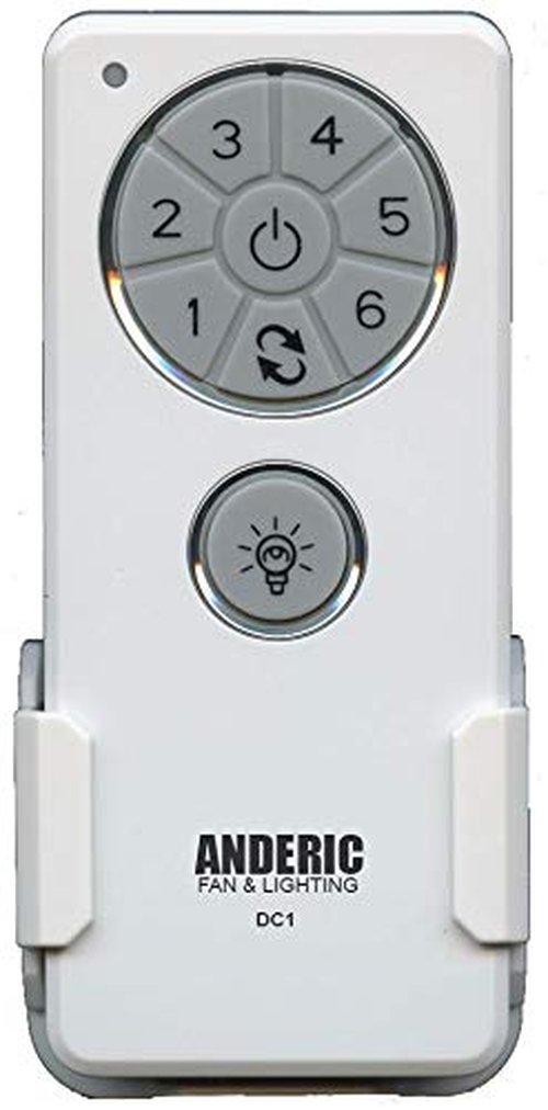Anderic DC1 Ceiling Fan Remote Control Replacement – Works with DC8 Receiver Fans, 6 Speed, Reversible Airflow, Dimmable Light – Compatible with Hampton Bay, Monte Carlo, Savoy House - Remote Only
