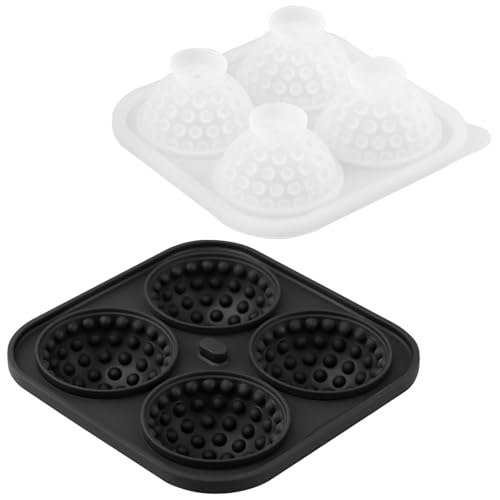 Golf Ball Silicone Ice Cube Mold, 4-Cavity Sphere Tray for Whiskey and Cocktails, Black
