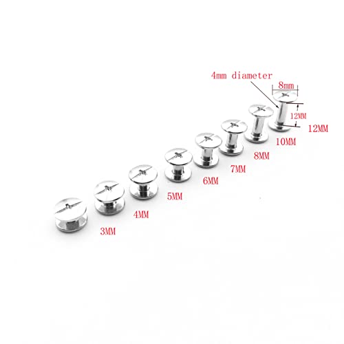 Metal Chicago Screws 7mm Post Rivets for Leathercraft and Bookbinding 50 Sets