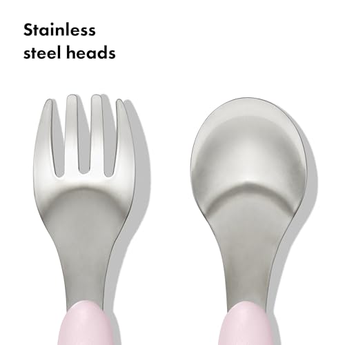OXO Tot Fork and Spoon Set - Toddler Self-Feeding Utensils - Blossom